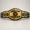 Desert Emblem customizable championship belt template in Gold with a Black strap, showing top and bottom banner, centre-logo and four side-plate artwork placeholders.